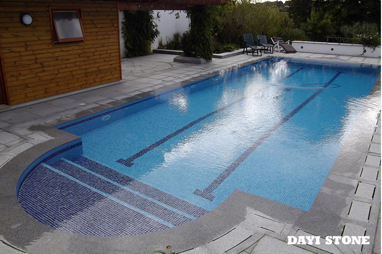 Swimming Pool Light Grey Granite Stone G603-10 Top and front edge bullnose flamed & brushed
